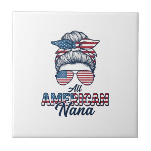 All American Mormor Patriotisk Rufsigt Upphöjt Hår Kakelplatta
