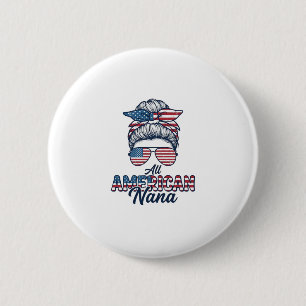All American Mormor Patriotisk Rufsigt Upphöjt Hår Knapp