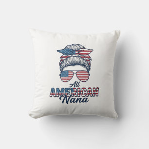 All American Mormor Patriotisk Rufsigt Upphöjt Hår Kudde