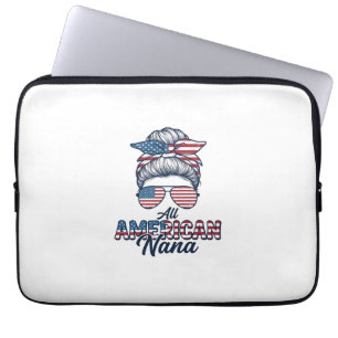 All American Mormor Patriotisk Rufsigt Upphöjt Hår Laptop Fodral