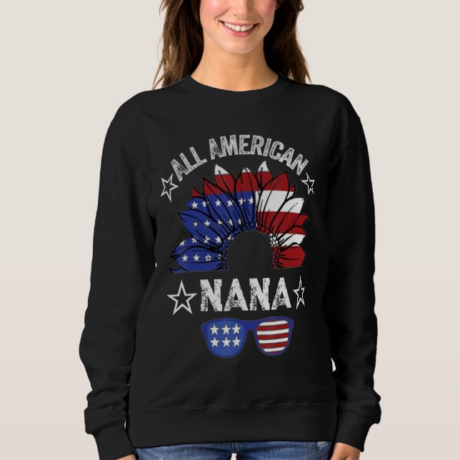 All American Nana 4th Of July Shirt Women Sunflowe T Shirt (Framsida)