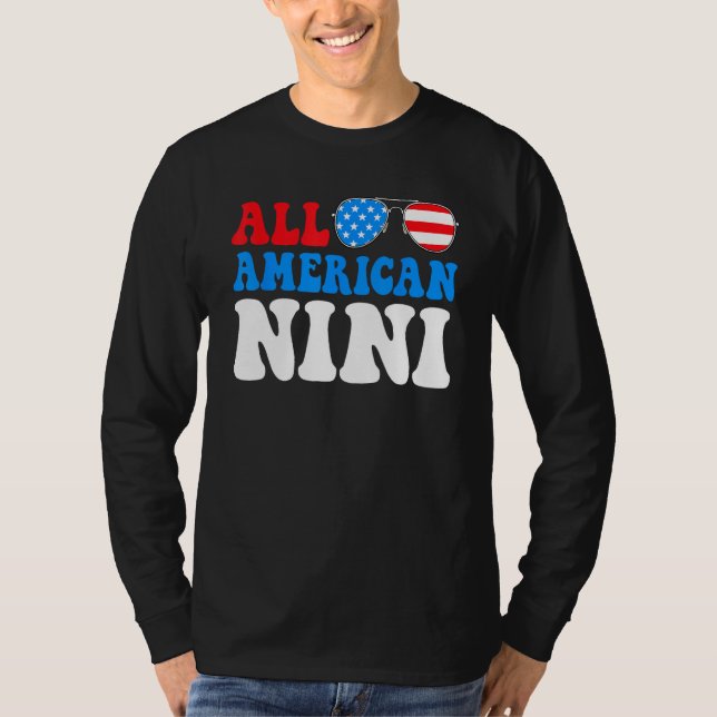 All American Nini American Flag 4th of July Patrio T Shirt (Framsida)