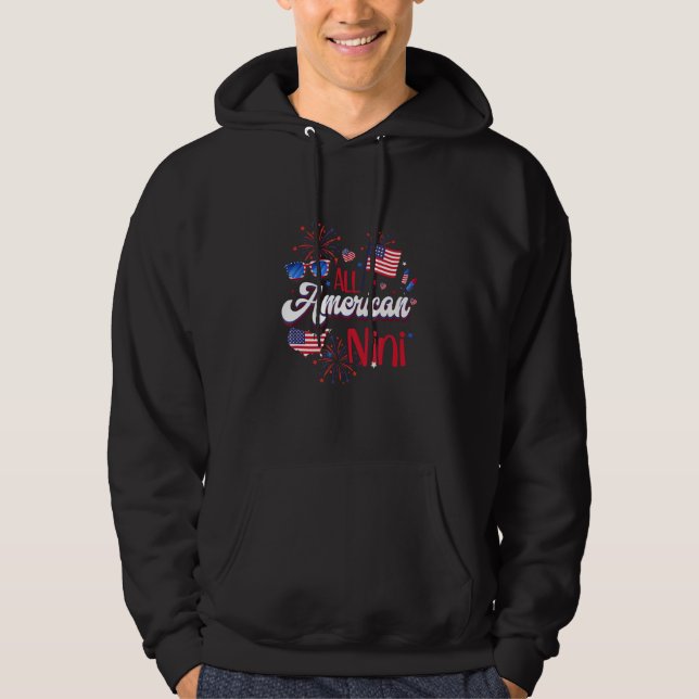 All American Nini Women American Flag 4th of July  Hoodie (Framsida)