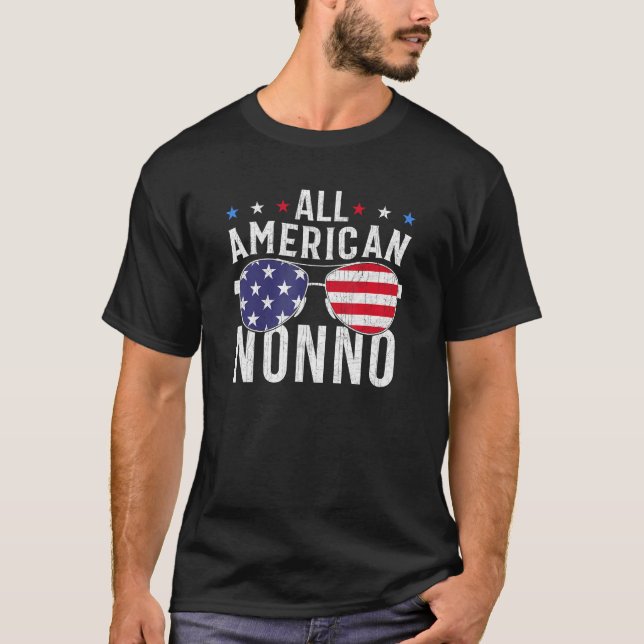 All American Nonno USA Flag Sunglasses 4th Of July T Shirt (Framsida)