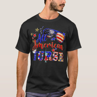 All American Nurse 4:e juli Patriotic American T Shirt