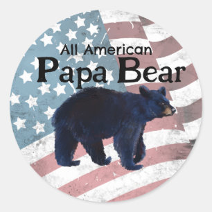 All American Pappa Björn Runt Klistermärke