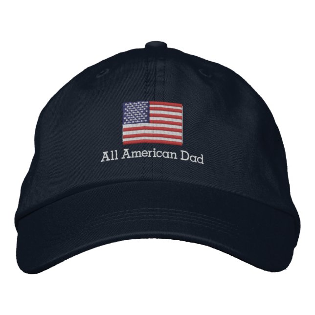 All American Pappa Flagga Hat Broderad Keps (Framsida)
