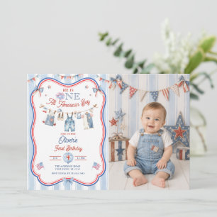 All American Pojke 1-års födelsedagsfoto Inbjudningar