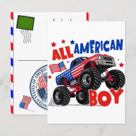 All American Pojke 4:e Juli Barn Självständighetsd Helg Vykort