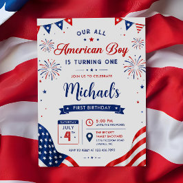 All American Pojke Födelsedag 4:e Juli Inbjudningar