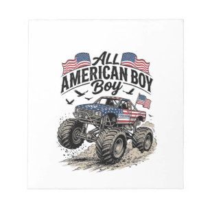 All American Pojke Patriotisk Monster Truck T-Shir Anteckningsblock