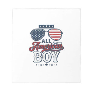 All American Pojke Patriotiska Solglasögon T-Shirt Anteckningsblock