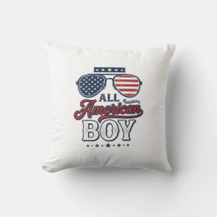 All American Pojke Patriotiska Solglasögon T-Shirt Kudde
