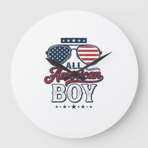 All American Pojke Patriotiska Solglasögon T-Shirt Stor Klocka