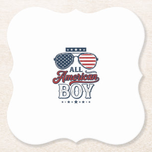 All American Pojke Patriotiska Solglasögon T-Shirt Underlägg Papper