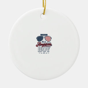 All American Pojke Patriotiska Solglasögon Tröja D Julgransprydnad Keramik