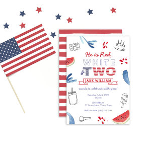 All-American Red White och 2:a födelsedagen Party Inbjudningar