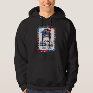 All American School Nurse Messy Bun Patriotic 4:e Hoodie
