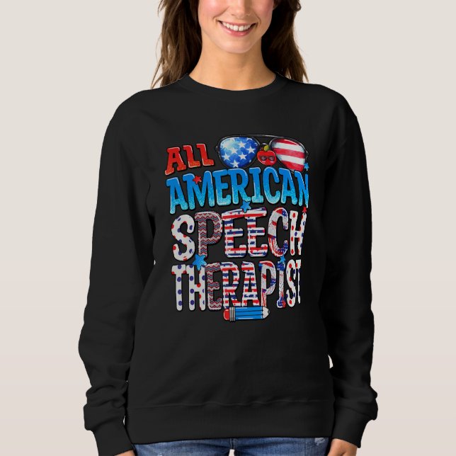 All American Speech Therapist USA Flag Funny 4th O T Shirt (Framsida)