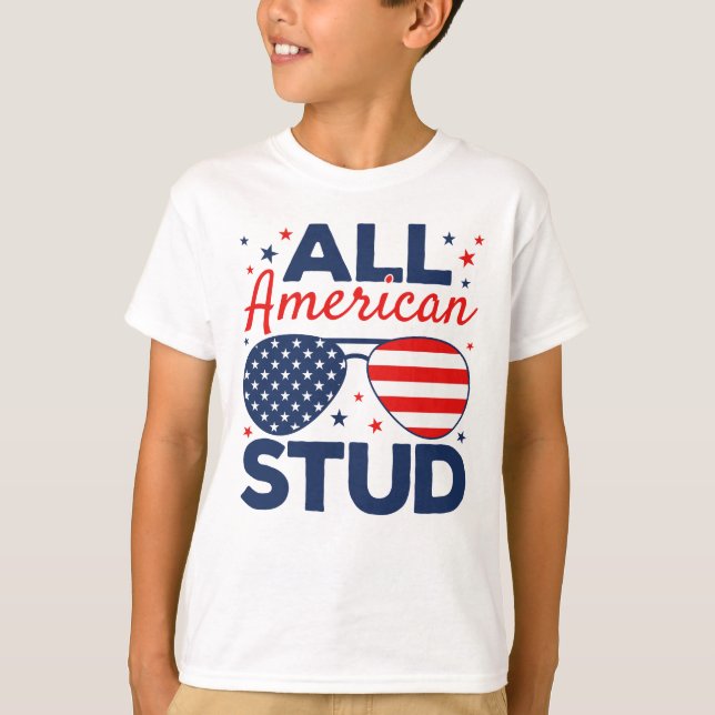 All American Stud, 4:e juli Tshirt för barn T Shirt (Framsida)