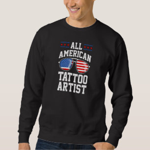 All American Tatto Artist Usa Patriotic Usa Ameri Lång Ärmad Tröja