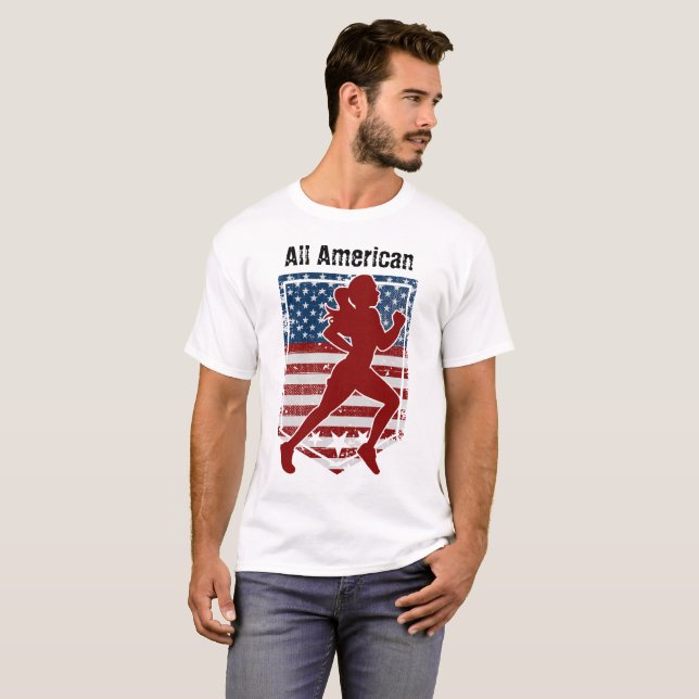 All-American Track & Fält Vintage Distress T Shirt (Hel framsida)