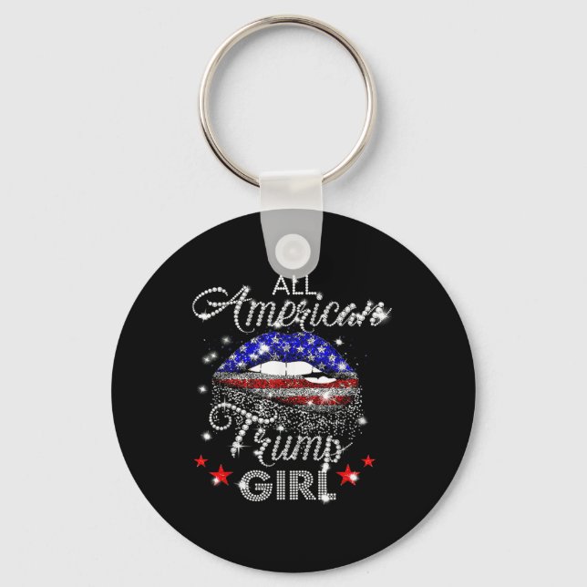 All American Trump Flicka Mun Diamant Nyckelring (Framsida)