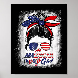 All American Trump Girl 4:e juli Messy Bun Pro Poster