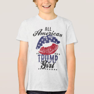 All American Trump Girl USA flagga Läppar Gop Vote T Shirt