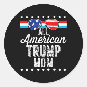 All American Trump Mamma American Flagga Sungles T Runt Klistermärke