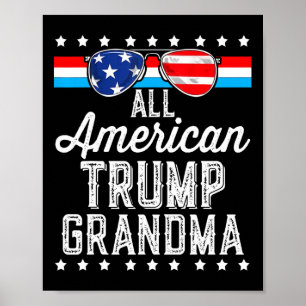 All American Trump Mormor Amerikansk Flagga Solgla Poster