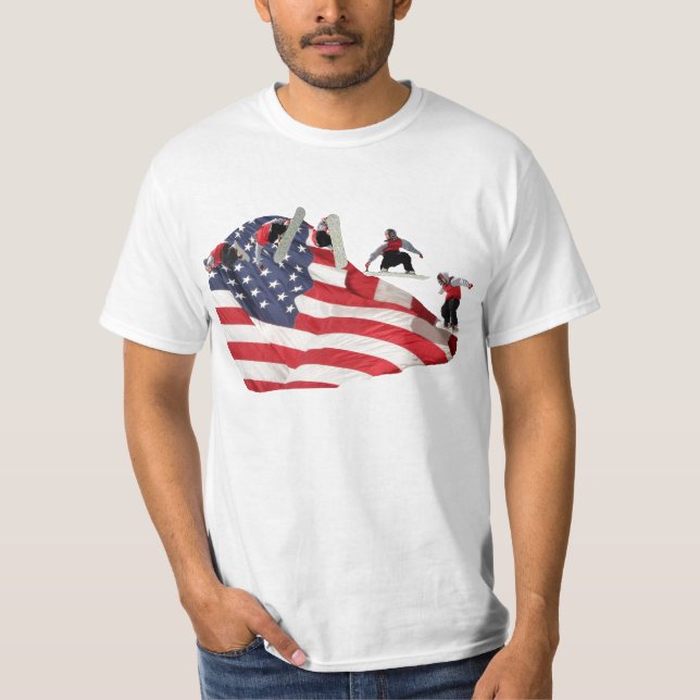 All-Amerikan SnowboarderT-tröja Tee Shirt (Framsida)