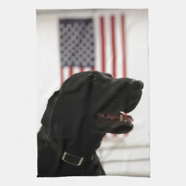 All-Amerikan svart Labrador Retriever Kökshandduk (Vertikal)