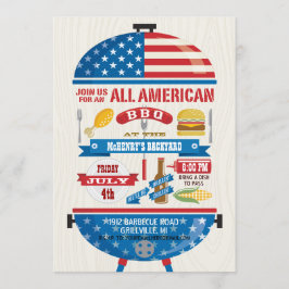 All Amerikansk 4:e Juli Grillfest Inbjudan