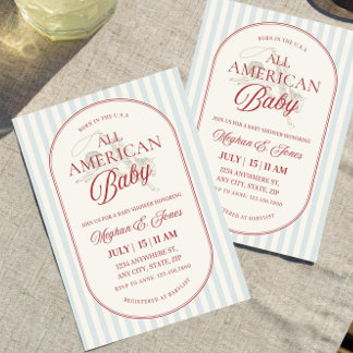 All Amerikansk Baby Shower Inbjudan, Patriotisk Fj Inbjudningar