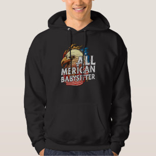 All Amerikansk Barnvakt 4:e Juli Örn Usa Flagga Hoodie