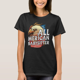All Amerikansk Barnvakt 4:e Juli Örn Usa Flagga T Shirt