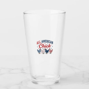 All Amerikansk Chick Patriotisk Kyckling T-Shirt D Glaskopp