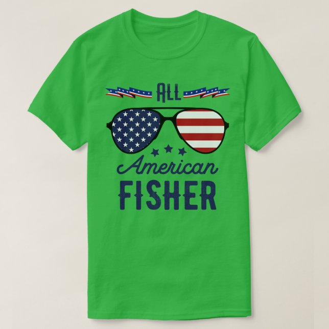 All amerikansk Fisher 4:e juli-solglasögon T Shirt (Design framsida)