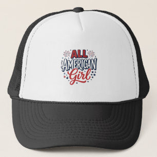 All Amerikansk Flicka Patriotisk Vintage Vektor De Keps