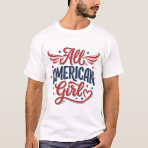 All Amerikansk Flicka Patriotisk Vintage Vektor De T Shirt