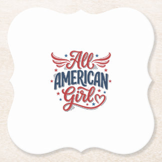 All Amerikansk Flicka Patriotisk Vintage Vektor De Underlägg Papper