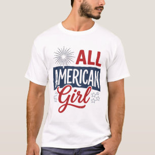 All Amerikansk Flickig Patriotisk Vintage T-Shirt