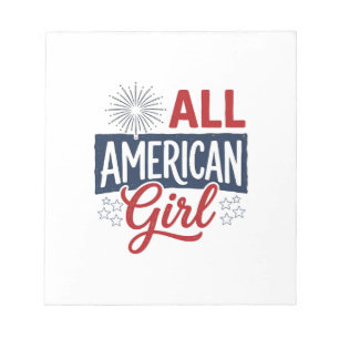 All Amerikansk Flickig Patriotisk Vintage T-Shirt  Anteckningsblock