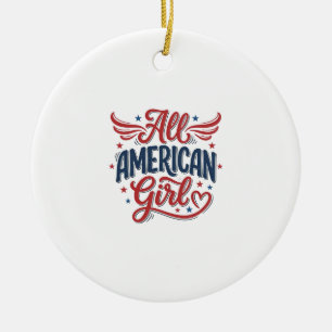 All Amerikansk Flickig Patriotisk Vintage Vektor D Julgransprydnad Keramik