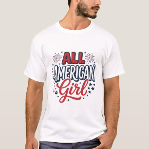 All Amerikansk Flicklandspatriotisk Vintage Vektor T Shirt