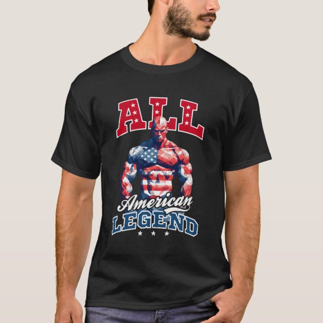 All amerikansk förklaring 4:e juli Bodybuilding de T Shirt (Framsida)