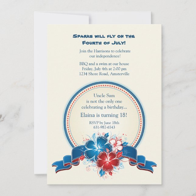 All amerikansk Hibiscus-inbjudan Inbjudningar (Framsida)