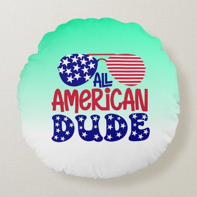 All amerikansk kompis-32286 rund kudde (Framsidan)