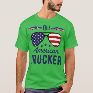 All amerikansk lastbilschaufför 4:e juli Sunglass T Shirt